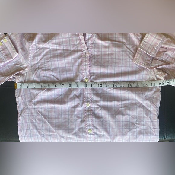 Banana Republic non-iron fitted dress shirt. Pink plaid. Size 16tall - Picture 3 of 3